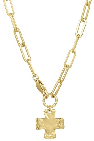 James Michelle The Original Chunky Cross Chain Necklace for Women – Premium Waterproof, Tarnish-Free, Gold PVD Coated Jewelry – Hypoallergenic – Perfect for Beach, Weddings, Gifts