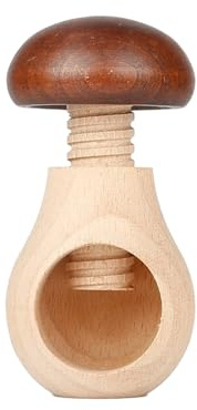 Cascanueces de setas de madera inoxidable, utensilio de cocina para almendras, avellanas, herramienta ergonómica para craquear nueces, herramienta para cascanueces de madera natural