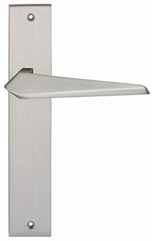 AZERODESIGN - Juego de Manivela MALDIVAS con Placa - 4,8x23,9 cm - Largo Manivelas de 13 cm - Resistente al Desgaste y la Oxidación - Acabado en Efecto Inox - Material de Zamak