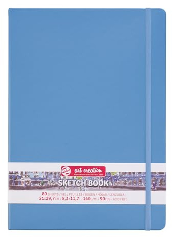 Talens Art Creation Sketchbook - Azul lago 21x29,7cm 140g 80 hojas - Papel sin ácido para dibujar y escribir diarios