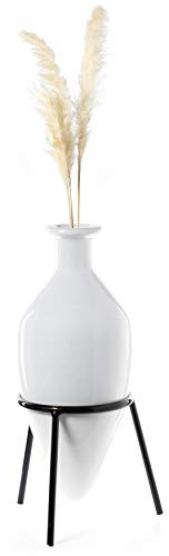 Uniquewise Amphore Vase im römischen Stil, mit Metall-Ständer, Weiß