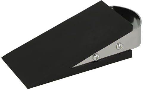 Westcott Türstopper in Keilform Schwarz | Gummi Türstopper mit Edelstahl Griff | Rutschfeste Unterfläche | Passend für alle Türen und Böden | 12cm x 5cm x 3cm | E-19000 00