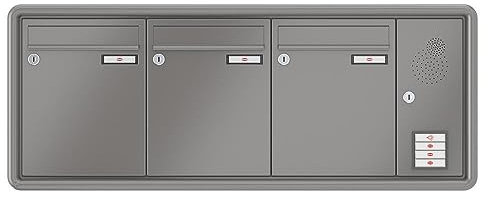 RENZ / RS3000 / 3er Unterputz-Briefkastenanlage Einbau-Briefkasten mit Sprechfeld/RAL-Farbe 9007 Volumen 8 L/Dein-Briefkasten.de