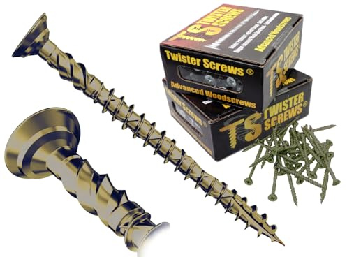 TwisterScrews E-Coat Terrassenschrauben, elektropolyseal beschichtet in hellbraun/grün, selbstbohrend, Senkend, 1000 Stunden Salzsprühtest (250, 5 x 100 Tan)