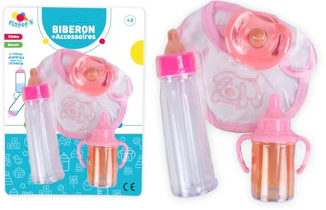 FLYPOP'S - 2 magiska flaskor och tillbehör - imitationssats - 011482LIN - flerfärgad - plast - docka - napp - barnleksak - baby - 13 cm x 3,5 cm - från 2 år