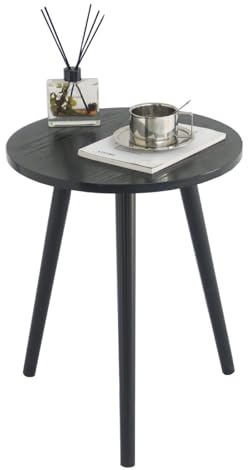 AWASEN Round End Table, Small Black Side Table Living Room, Accent Table