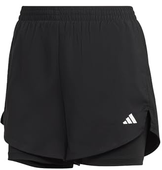 adidas Women's AEROREADY Made for Training Minimal Two-in-One Shorts, Black/White, L