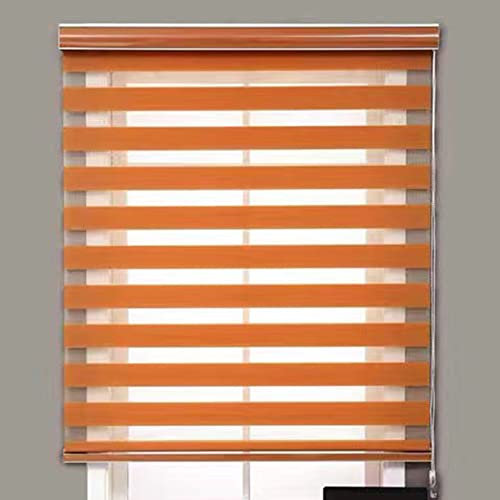 RYNS Verdunkelungsrollo Seitenzugrollo 75x240cm 99% Schattentuch Mit Ösen Wasserdicht Hitzeschutz Jalousien Doppelrollo Fensterrollo für Fenster & Türen Zebrarollo, Orange