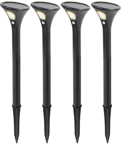 4 bornes lumineuses solaires avec capteur de mouvement - blanc chaud [Luminea]
