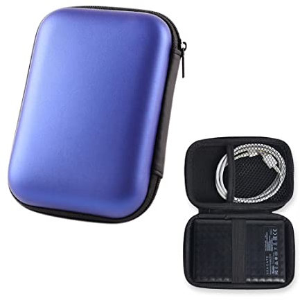 Coque pour disque dur externe, Étui pour Portable SSD,Pochette pour Portable SSD, avec Proche Filet, HDD Case,mémoire externe portable 2,5 Disque externe Protection Sac Antichoc Rigide Coque (bleu)