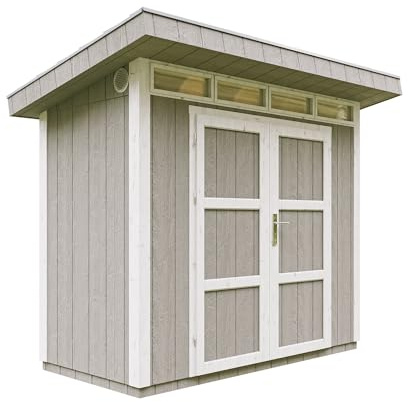 Casetta da Giardino di QUALITÀ PREMIUM 3m²-L161xW294cm-con Pavimento, Tegole Bituminose,Set di Vernici-Costruzione con pannelli LP Smartside-Capanno da giardino - TIMBELA M901A- Tundra Grey