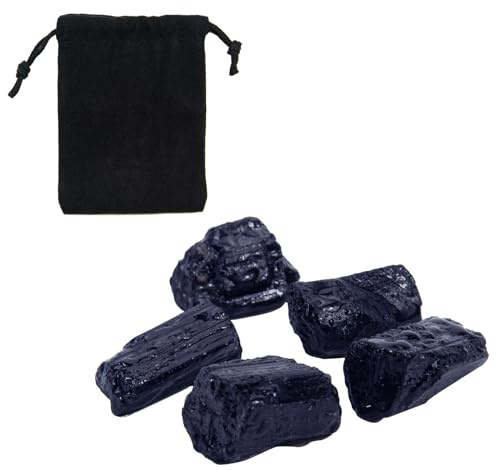 Schwarzer Turmalin Rohstein Kristalle Naturstein de 20 a 30mm 100g, Naturbelassene Rohsteine,Halbedelsteine Natürliche Rohsteine für Kristalltherapie Felsen-Dekor Meditation Edelsteinwasser