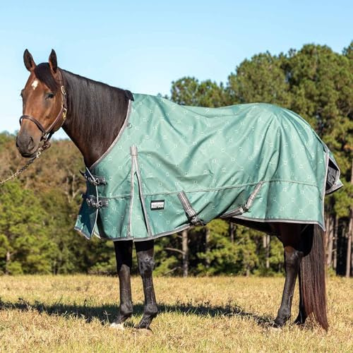 Jeffers Poplar Head Uniquely English 1200 Denier Turnout Blanket, 240 Gram, Spruce Stirrup Irons, 84