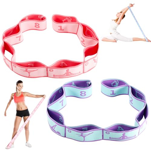 2Pcs Stretching Bands Gymnastics Stretch Band with 8 Adjustable Loops