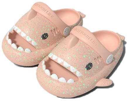 Kids Shark Slides Glow in The Dark, Toddler Beach Slippers, Kids Slippers for Men Women (Pink-1, Toddler, 7.5, Numeric Range, UK Footwear Size System, 8, Medium)