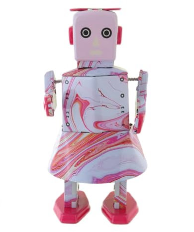 Lutèce Créations Mechanisches Spielzeug aus Metall (Ripple Bot) - Mechanischer Roboter aus chromolithographiertem Blech - Vintage-Sammelobjekt nur für Erwachsene