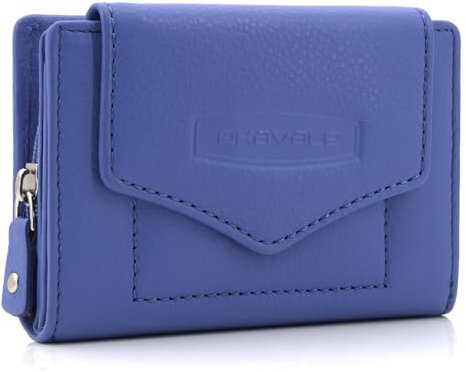 ekavale Geldbörse für Damen mit Druckknopf-Überschlag RFID weiches Leder (Lila)