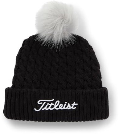 Titleist Herren Standard Zopfstrick-Pom-Mütze, Schwarz/Weiß