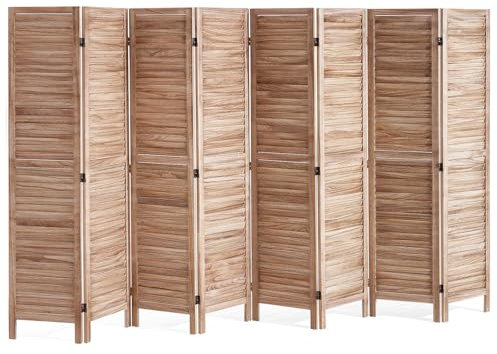 VEVOR Wood Room Divider, 8 Panel Wood Folding Privacy Screen, 66.9 Inches Tall Indoor Louvered Partition Divider, Portable Decoration Screen, for Room Separation, Home, Office, Restaurant & Bedroom