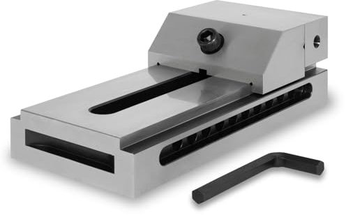 EBERTH Präzisions-Niederzugschraubstock, Backenbreite 150mm, maximale Spannkraft 200mm, Backenhöhe 50mm, aus robustem Stahl, professionell, für diverse Arbeiten, Werkstattschraubstock