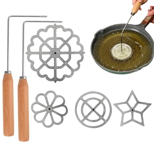 Iouyjiu Rosette Maker Set, Deep Fried Rosett, Rosette Pastry Iron, Rosette Iron for Baking, Rosett Iron Mold, Cookie Iron Set, blommig Rosett Jon, Vintage Rosette Iron, Elektrisk rosettjärn
