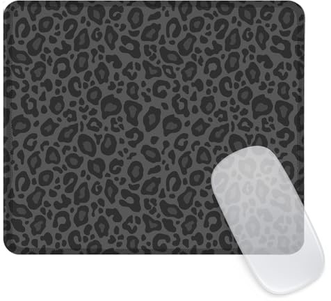 Ksriylm Mauspad,Quadratisches Niedliches Leopard Mouse Pad,für Büro und Zuhause,Mousepad mit Motiv,wasserdichtes Mousepad,rutschfeste Gummiunterseite,Computer-Mauspads für kabellose Maus,Schwarz