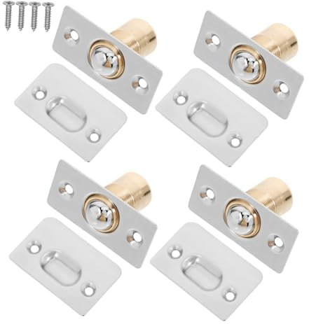 DIYEAH 4 Set Blocca Sfera in Acciaio Inossidabile Per Porte Interne Ferramenta Regolabile Per Porte Di Capannoni Chiusure a Sfera Con Piastra Di Battuta Per Ante Di Armadietti Molle