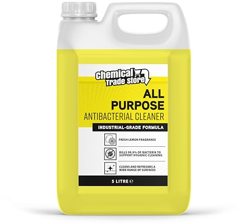 Chemical Trade Store - Antibacterial Cleaner Lemon 5L - Industrial Strength Multi-Surface Disinfectant for Kitchens & Bathrooms, Kills 99.9% of Germs