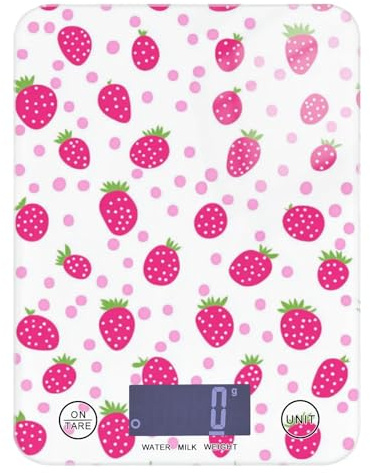 Bilancia digitale da cucina a pois rosa a pois, impermeabile, 5 kg/5 g, con 4 unità per fare sapone e arrostire spezie (batterie non incluse)