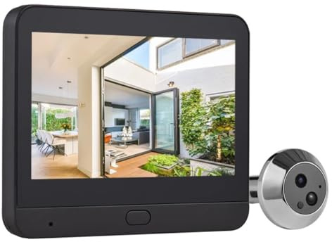 1080 Timbre inalámbrico con Cámara, Video Timbre WiFi 2.4G con Cámara Mirilla Pantalla IPS 4.3 Pulgadas, Detección Movimiento, Batería 5000mAh, Compatible con App para Tuya y Tarjeta 128GB(Black)