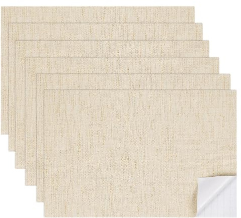 sourcing map 6 Sheets Miniature Dollhouse Wallpaper, Linen Texture Self-Adhesive PVC Flooring Wall, Mini Wall Decor for Dollhouse Sand Table Model Accessories 11.81 x 7.87 Inch (Khaki)