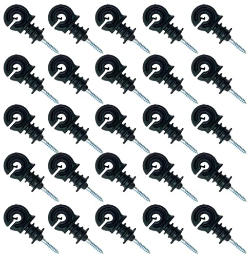 100x Weidezaun Isolatoren mit Holzgewinde 6 mm – Elektrozaun Isolator für Draht, Litze & Seil, Pastuch Zubehör