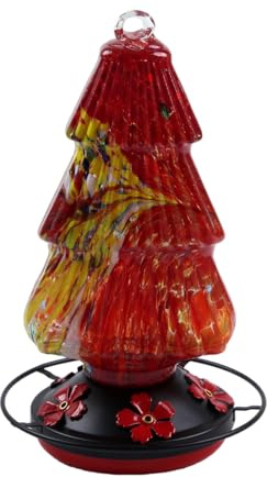 NVOQILIN Vogel-Wasserspender aus Glas, für den Außenbereich, Garten, Hof, Kolibri, Wasserspender mit 5 Öffnungen, zum Aufhängen im Freien