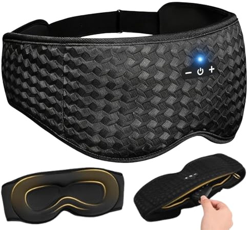 3D sovmask | Justerbar pannrem med säkerhetslås och bekväma hörlurar, 3D-ögon-sovmask – för familj vänner män kvinnor resor hemma och inomhus