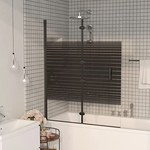 Porte coulissante en verre ESG - 120 x 140 cm - Noire - Paroi de douche pour zones ouvertes
