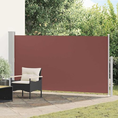 Ausziehbare Seitenmarkise Terrassenmarkise 160x300 cm Braun, UV-beständiges Polyester Schattentuch für Außenbereich, Sichtschutz Windschutz Sonnenschutz, mit automatischer Rückrollfunktion
