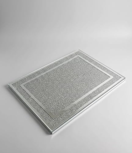 XL Crushed Diamond Crystal Shiny Chopping Board 30 × 40 cm | Luxury Glass Cutting Board Kitchen Accessory (BB-31)