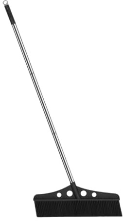 HINTRMENT Scopa Staccabile da Esterno Nera in Acciaio Inox con Spazzola Larga per Pulizia Cortili e Magazzini, Scopa Industriale Ergonomica per Giardino, Balconi, Patii e Superfici Ruvidi