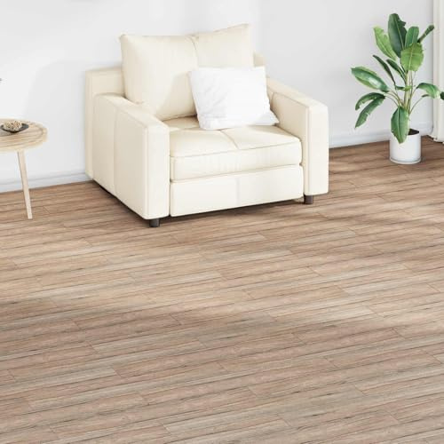 Ordellia Tablones autoadhesivos para suelo de PVC, color marrón roble, 18 unidades, 2,51 m², 91,5 x 15 x 0,2 cm, para interiores, renovación, colocación, salón y cocina, fácil de limpiar