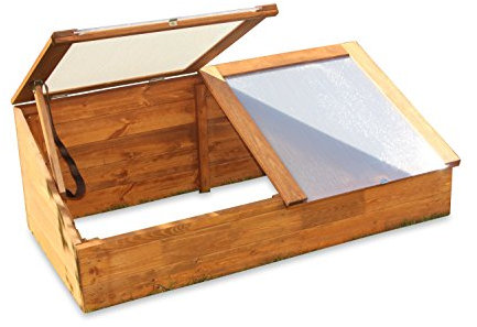 Frühbeet Treibhaus Kräuterbeet aus Holz, L116 x T54 x H42/19 cm