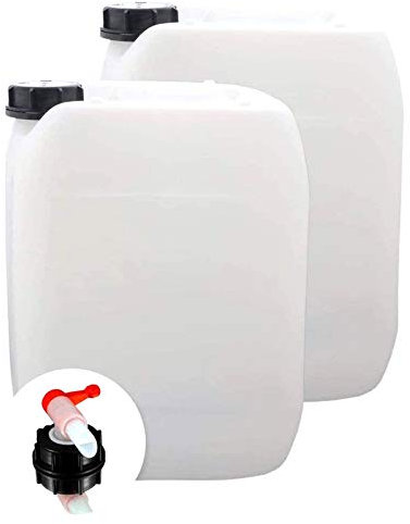 S-Pro - Tanica per Acqua Potabile & liquidi 2x10l - Contenitore con 1x Rubinetto & Tappo a Vite DIN51 - Serbatoio Acqua da Bere Sicuro per Alimenti & Privo di BPA per Interni & Esterni - Vuoto