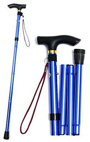 Healifty Travel Trekking Collapsible Cane Anti-Rutsch Verstellbarer Gehstock (Blau)