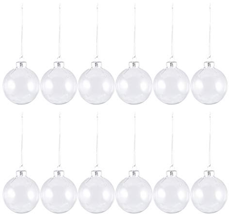Glaskugel Teilbar Befüllbar Dekokugel mit Deckel für DIY Ornamente 12 Stück 6cm (Transparent)