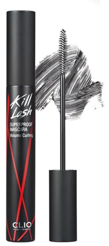 CLIO Kill Lash Superproof Mascara, Waterproof Volumizing Mascara with Curved Brush, Buildable Fullness, Smudge-Resistant Long Wear, Lifted Curl and Clean Definition (002 Volume Curling)
