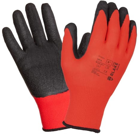 3Kamido JOHN BLAKE Arbeitshandschuhe mit Latex Beschichtung - Rutschfeste Solide Montagehandschuhe, Garten, Reparaturen, Automobilindustrie, Feinarbeiten, Autoservice, Werkstatt (12 paar, 8 M)