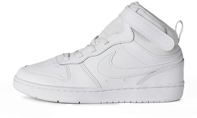 Nike Little Kid's Court Borough Mid 2 Shoes, White/White-White, 11C