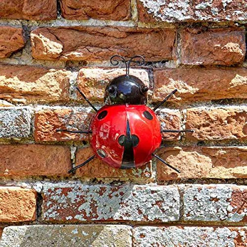 Garden Mile Ladybird Metal Wall Art For Garden Decorations Large Bright Outdoor Wall Art For Garden Decor Heavy Duty Metal Outdoor Ornaments Ideal For Walls Fences Sheds Etc