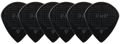 D-Grip Plektrum - Janicek Nylonpicks - Jazz C-große Form - 1,40 mm Schwarz - 6er Pack - mit rutschfester Struktur-Oberfläche – hergestellt in Tschechien