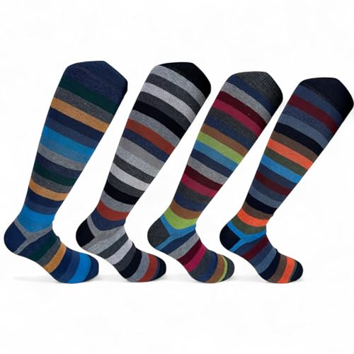 Lucchetti Socks Milano SET DA 4 PAIA CALZE UOMO LUNGHE CALDO COTONE COLORATE TENDENZA POIS FANTASIA FASHION MADE IN ITALY (Set desideri del cuore)