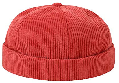 YOUMU Herren Damen Skullcap Matrosenmütze Mütze Beanie Cord, gerollte Manschette Vintage ohne Rand Gr. Einheitsgröße, Stil D-Orange